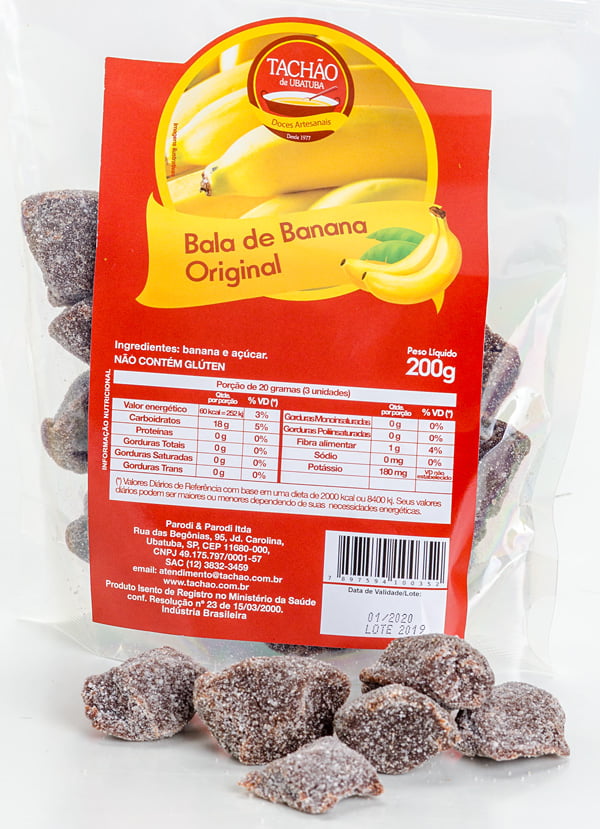 Bala de Banana Original para 06 Pacotes